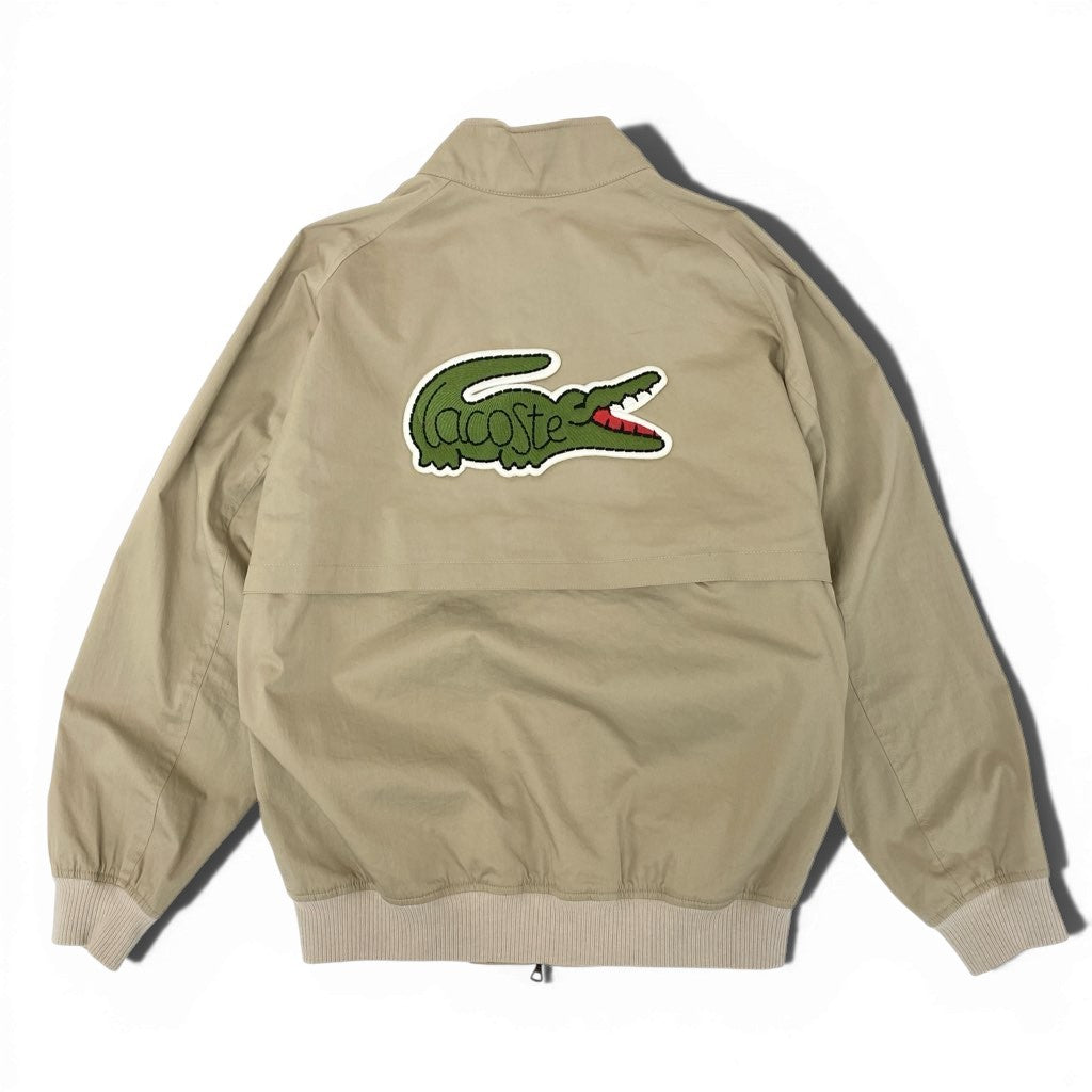 66a12 《美品》 LACOSTE × BEAMS ラコステ ビームス別注 ハリントンスウィングトップジャケット ブルゾン ダブルジップ ワニワッペン バックロゴ メンズ 紳士服 BH021PL US S ベージュu02t