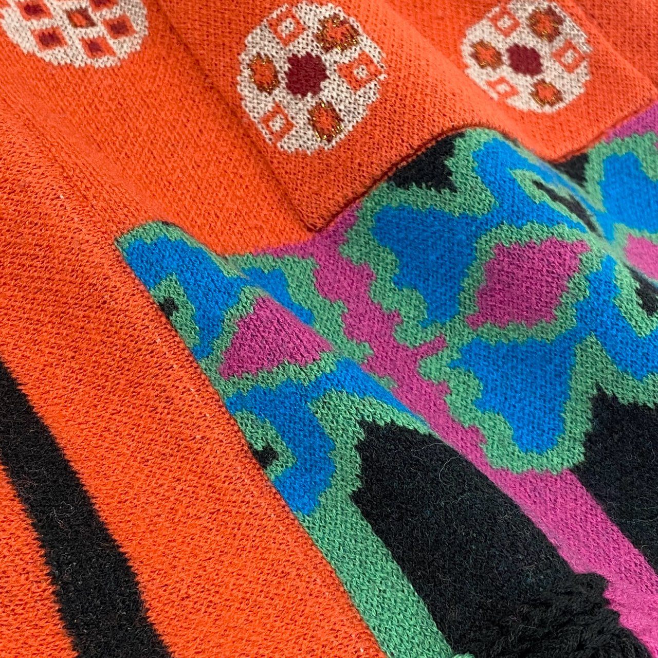 75f24 ETRO エトロ ベルテッドカーディガン ニットカーディガン フリンジ 総柄 サイズ40 マルチカラー レディース イタリア製