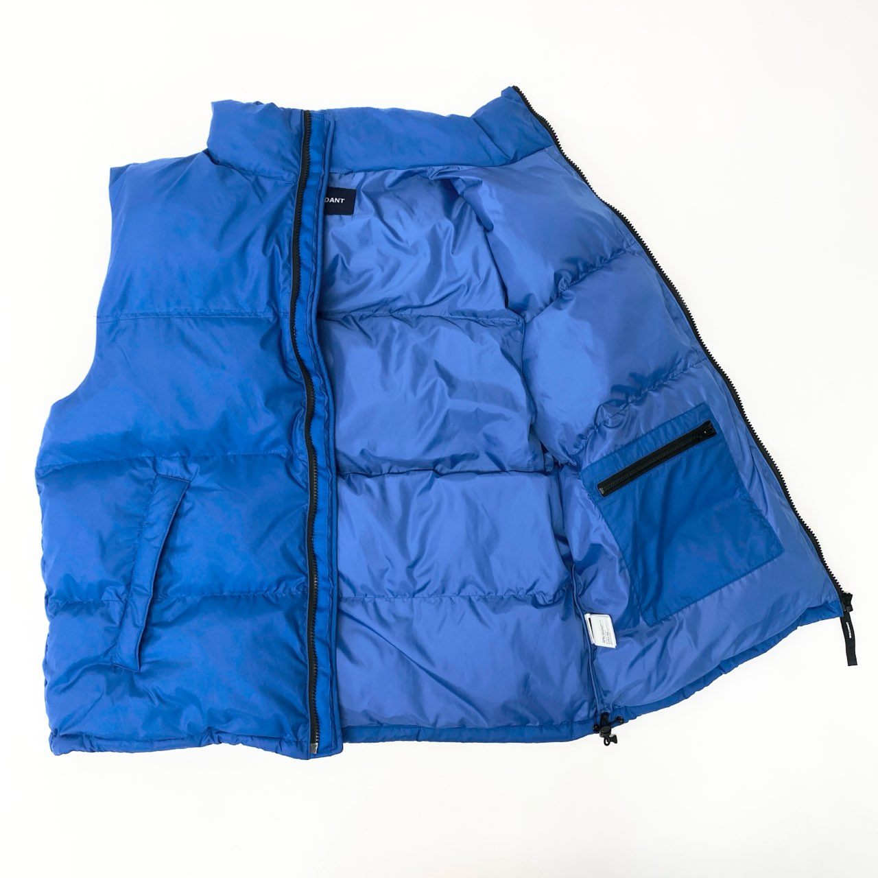 50b27 《美品》 DESCENDANT ディセンダント マミー パディング 中綿ベスト アウター シンサレート 2 ブルー ポリエステル メンズu02t
