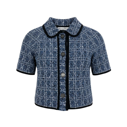 54b10 《美品》 Christian Dior クリスチャンディオール 2026ss ショートスリーブ カナージュジャケット CDボタン 34 ブルー レディースk02i