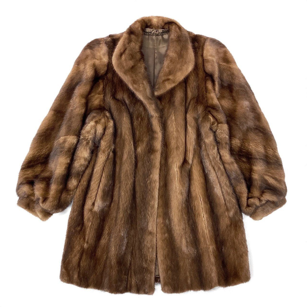 42L8 SAGA MINK サガミンク 銀サガ デミバフミンク ロングコート 横段スリーブ サイズ11号 ブラウン 最高級本毛皮 螺旋袖 MINK FURt18r