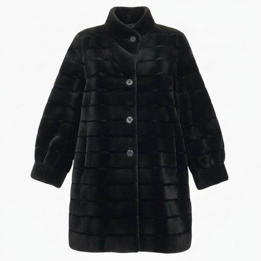 14a15 《美品》 シェアードミンク リバーシブルコート サイズF Black 本毛皮 Reversible Mink Fur Coatt18r