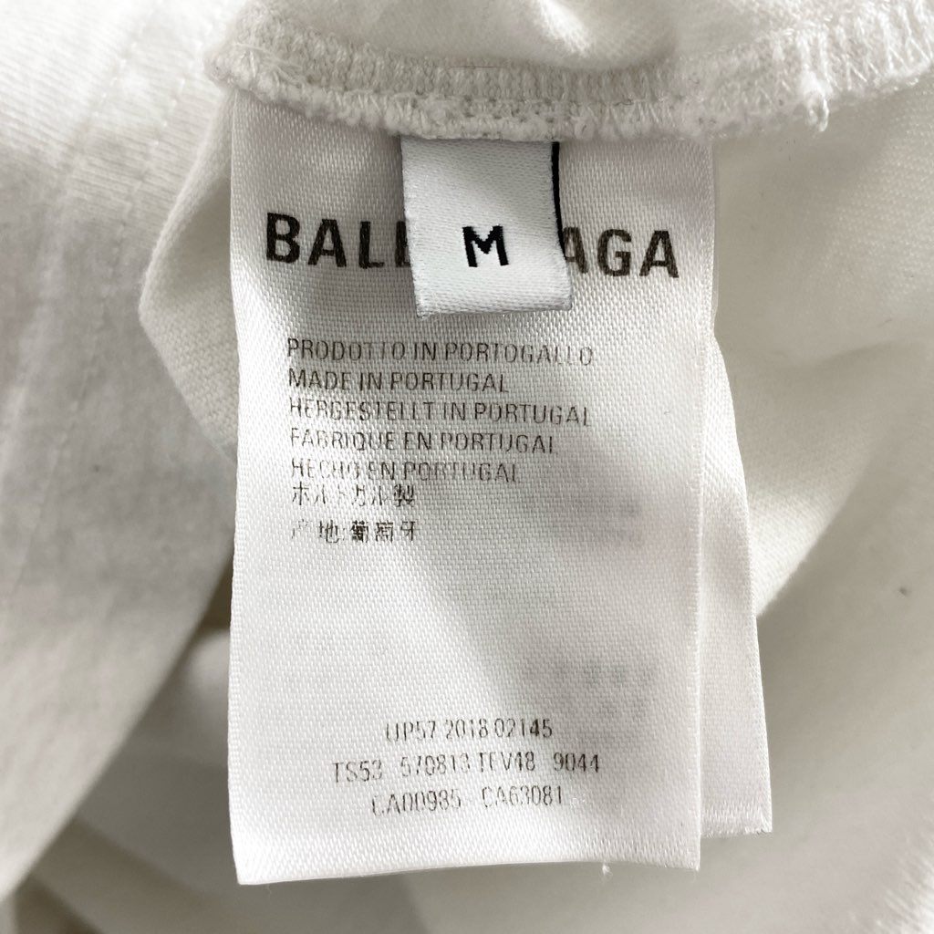 13e22 Balenciaga バレンシアガ オーバーサイズ BBロゴプリント Tシャツ カットソー 半袖 クルーネック 570813 M ホワイト コットン