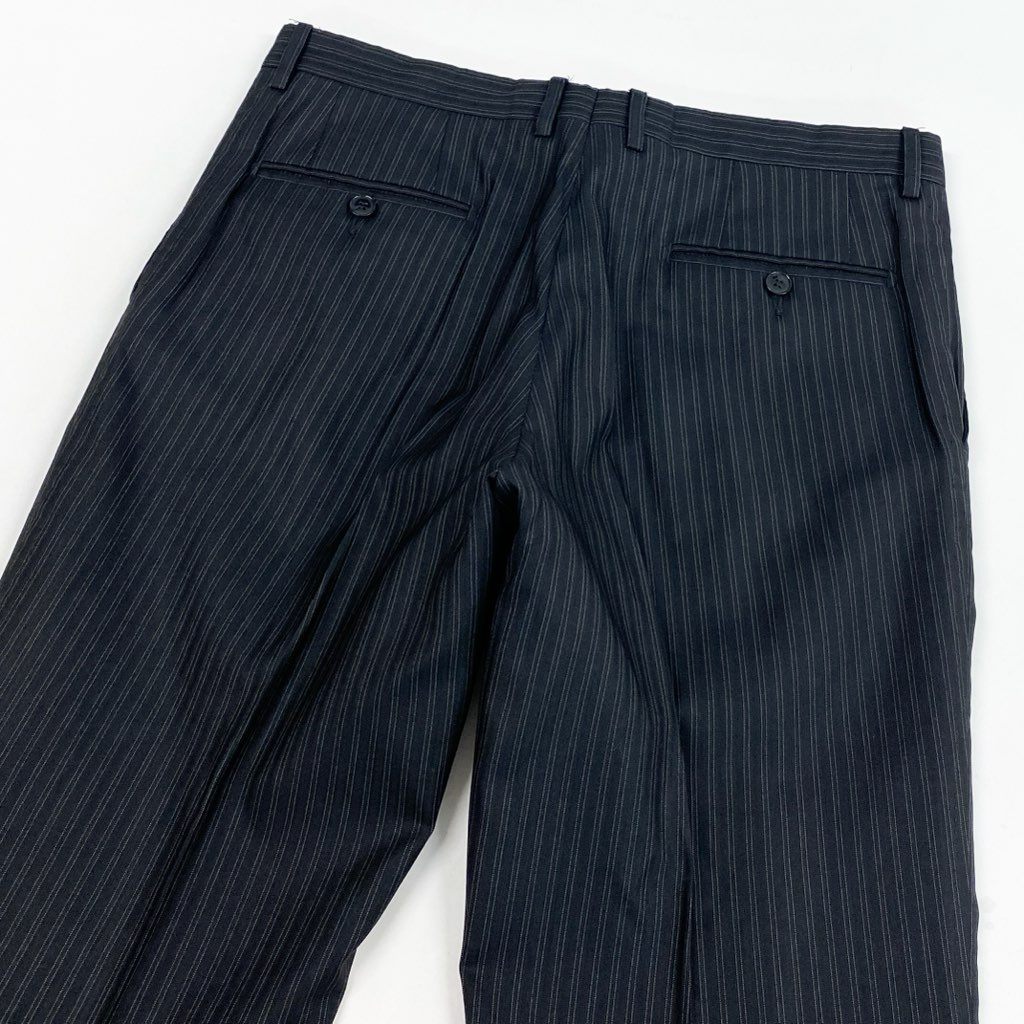 52l24 DOLCE＆GABBANA ドルチェアンドガッバーナ スーツセットアップ テーラードジャケット スラックス ストライプ 裏地総柄 イタリア製 50サイズ ブラック メンズo07t