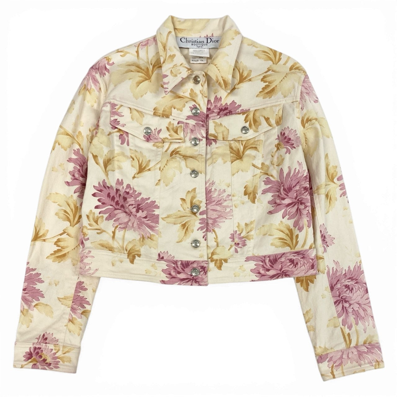 Ib19 Christian Dior クリスチャンディオール ヴィンテージ ガリアーノ期 フラワーデニムジャケット クロップドジャケット サイズ36 マルチカラー レディース 女性用 トップスta1