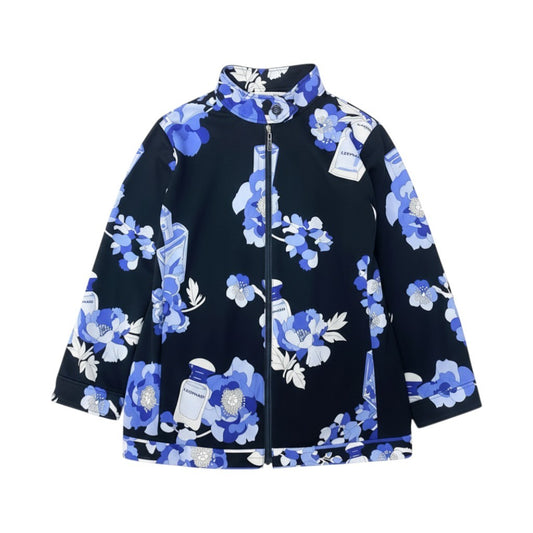 31b6 【美品】LEONARD SPORT レオナール スポーツ ジップアップジャケット ブルゾン 香水 花柄プリント 0578942 42サイズ ブラック ブルー ポリエステル100％ レディース 女性用u02t