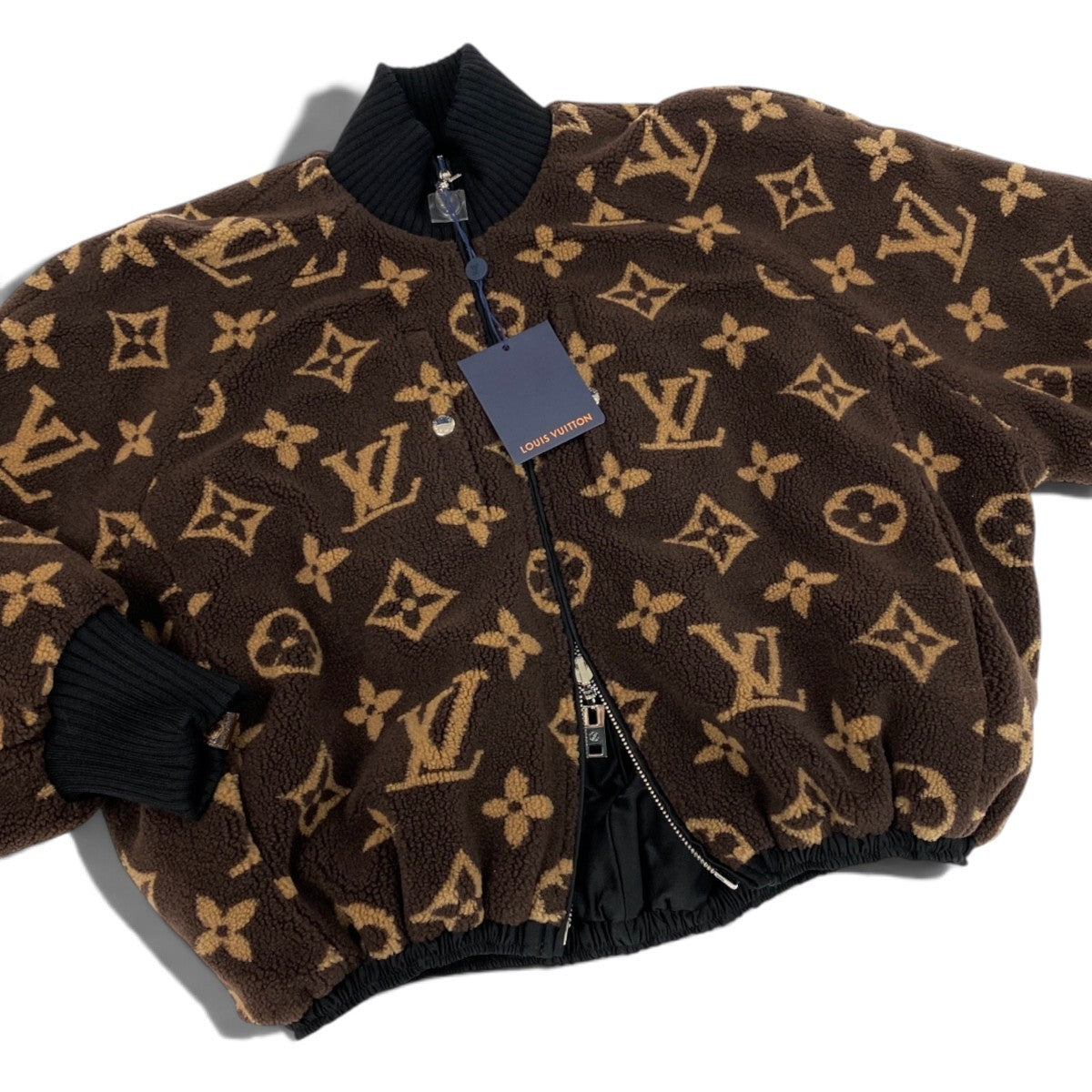 Ii4 【新品保管品】LOUIS VUITTON リバーシブル モノグラム ボアジャケット 36サイズ ブラウン レディース 女性用u02t