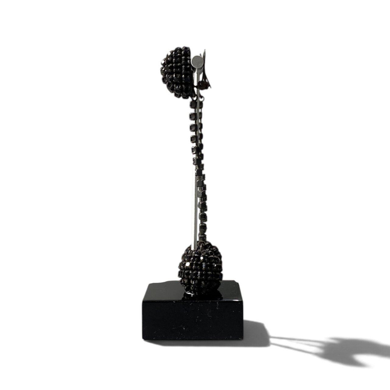 h12 GIORGIO ARMANI イヤリング ドロップピアス パヴェボール ブラック レディース 女性用k02i