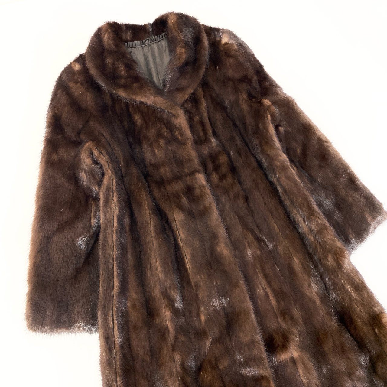 57a14 デミバフミンク 丈110cm 超ロングコート サイズ11 ブラウン 本毛皮 Mink Fur Super Long Coatt18r