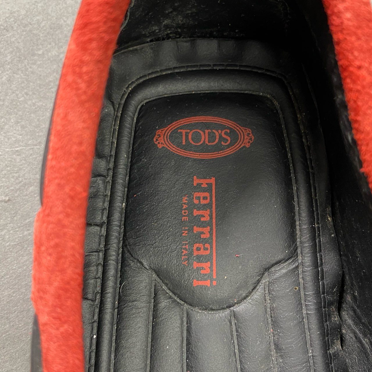 3d3 TOD'S Ferrari トッズ フェラーリ イタリア製 ドライビングシューズ モカシン ローファー スリッポン 7 レッド スエード MADE IN ITALY