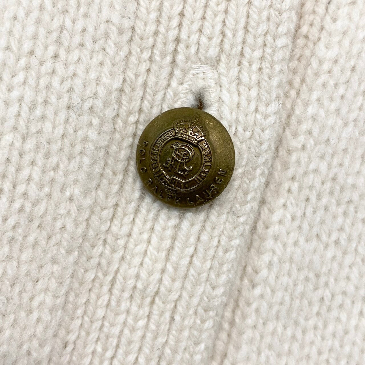 61i14 POLO RALPH LAUREN ポロラルフローレン ニットカーディガン ロゴ刺繍 ゴールドボタン XXSサイズ アイボリー ウール100％ レディース 女性用u02t