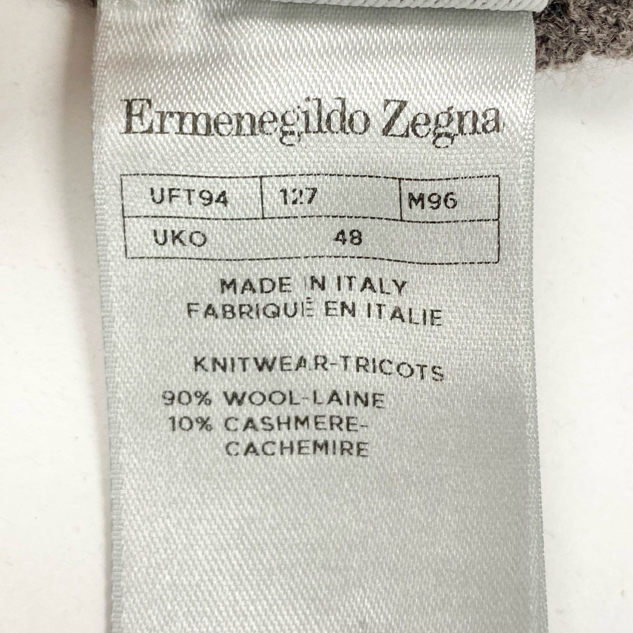 5i12 《美品》 Ermenegildo Zegna エルメネジルドゼニア ハイネック ニット セーター トップス レザーチンストラップ 48/S ブラウン ウールカシミヤ メンズu02t