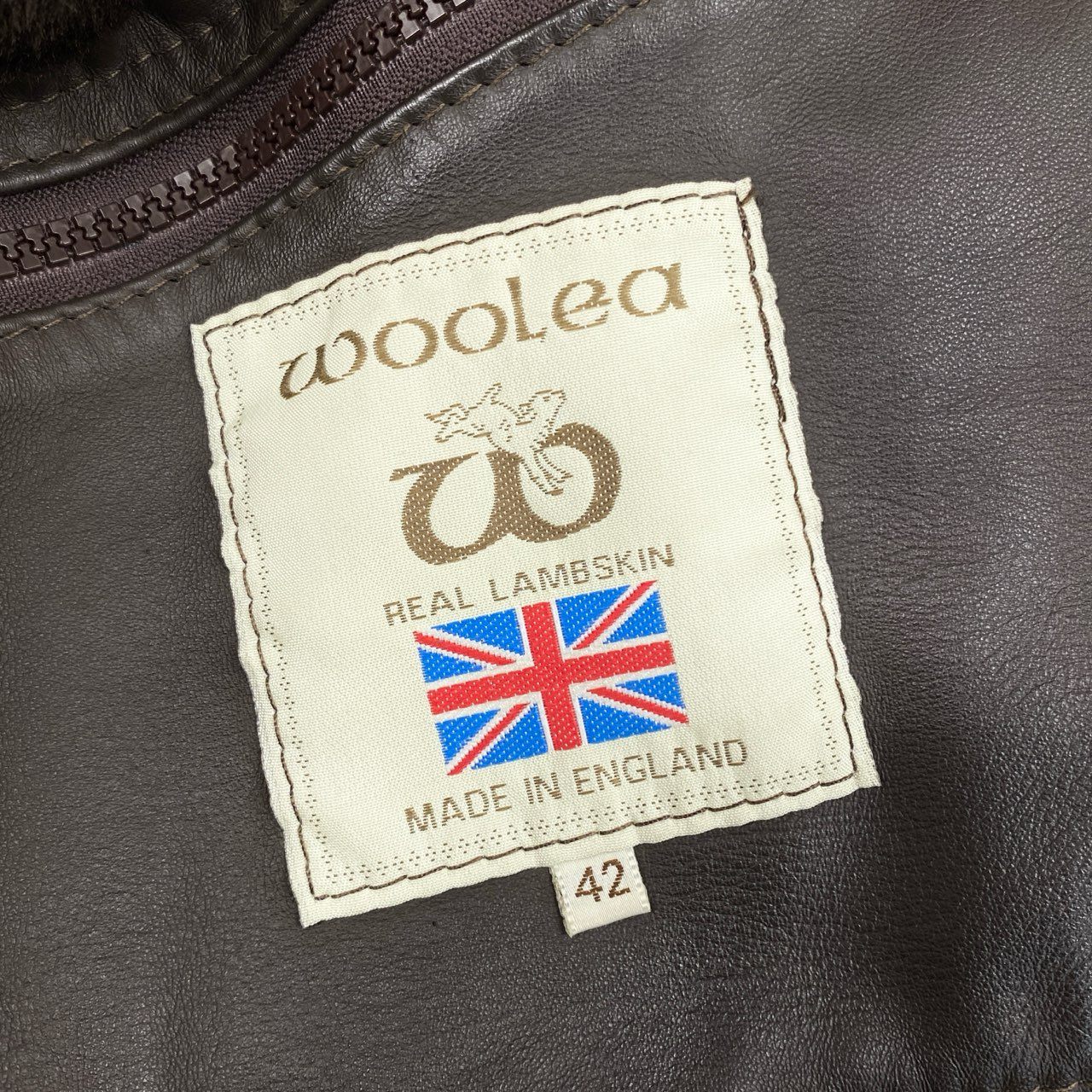 13j29 WOOLEA ムートンジャケット コート リアルラムスキン 羊革 42サイズ ブラウン メンズu02t