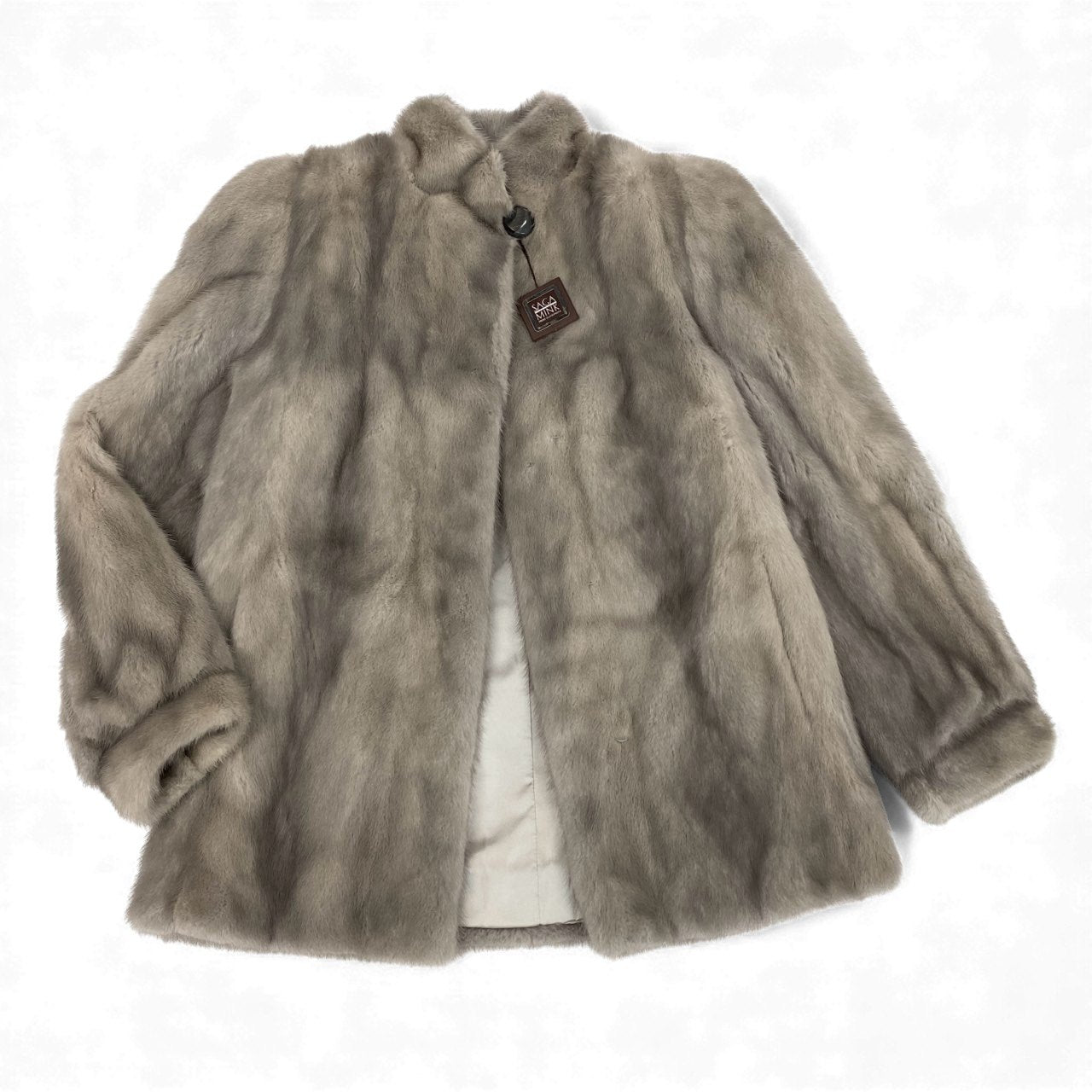 26L5 MUTUS SAGA MINK サガミンク 銀サガ サファイアミンク ファーコート サイズ9号 シルバーグレー 最高級本毛皮 MINK FUR ポケット有t18r