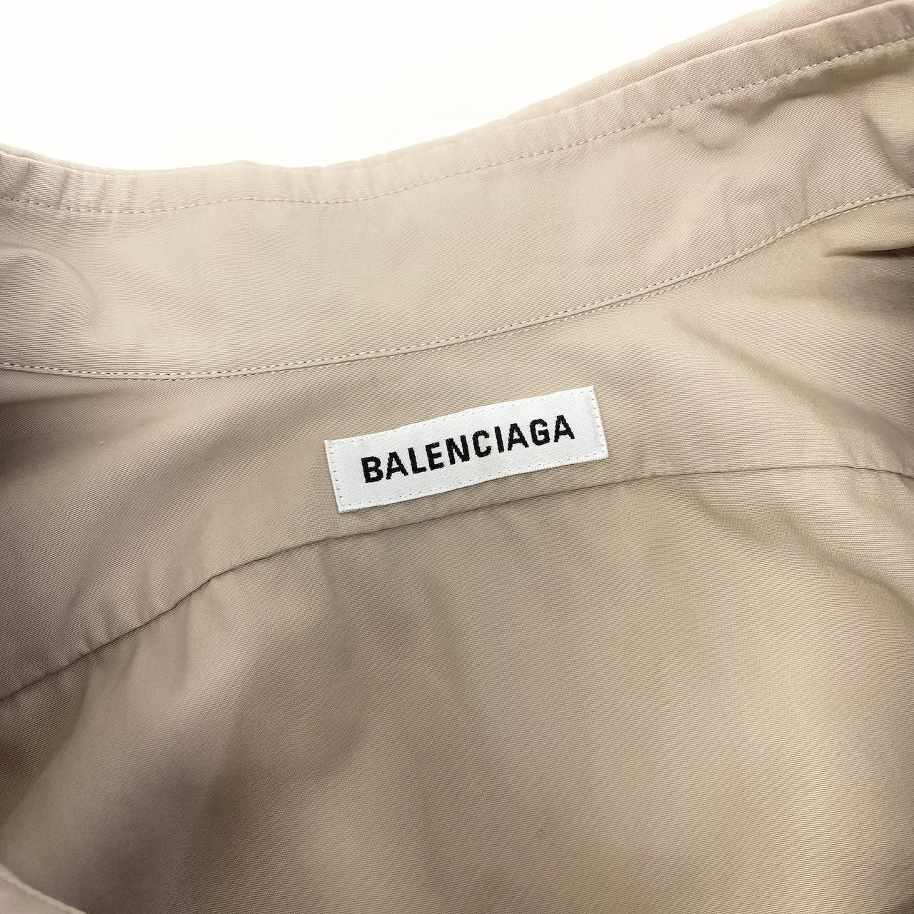 67e7 BALENCIAGA バレンシアガ 2020年 バックロゴ オーバーサイズシャツ 半袖シャツ  622051 サイズ36 ベージュ コットン100％ レディース 女性服o07t
