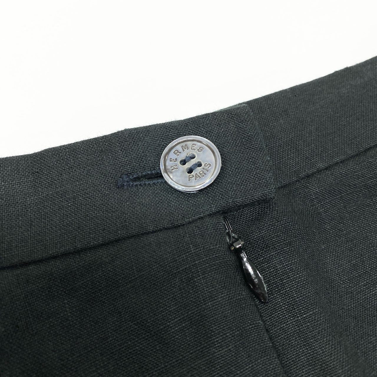 4k23 Hermès エルメス VINTAGE リネンスカート 膝丈スカート レディース 女性用 42 ブラック 麻100％u02t