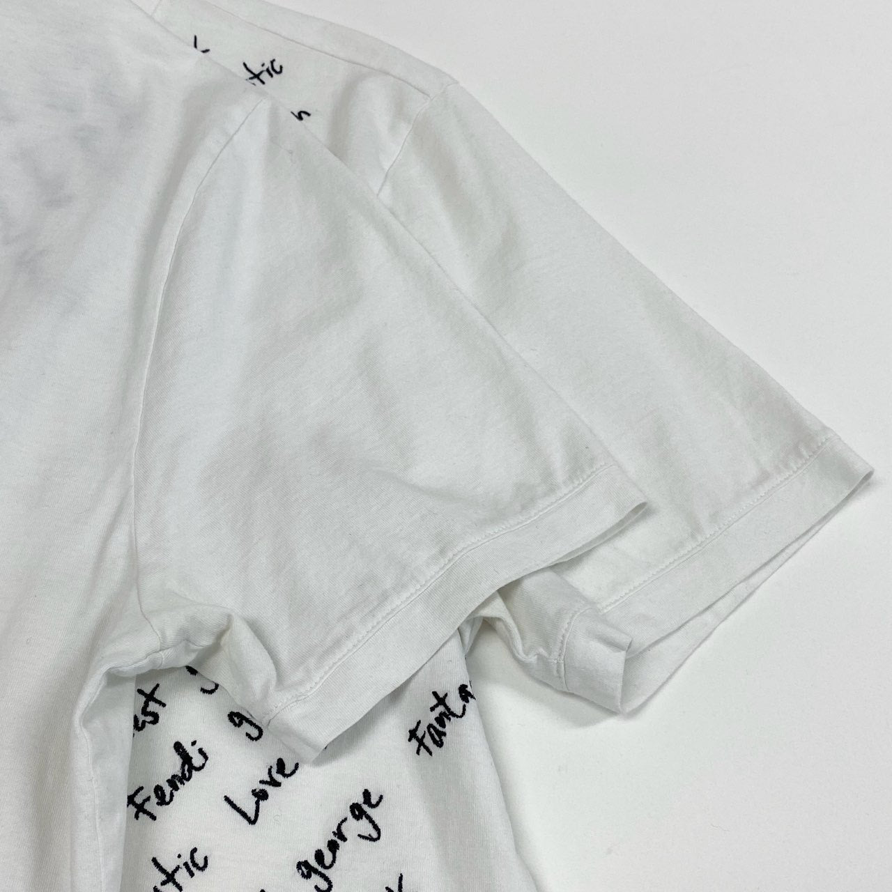Ma30 FENDI フェンディ 半袖Tシャツ クルーネックTシャツ エンブロイダリーTシャツ 文字刺繍 48サイズ ホワイト コットン100％ メンズ 男性用o07t
