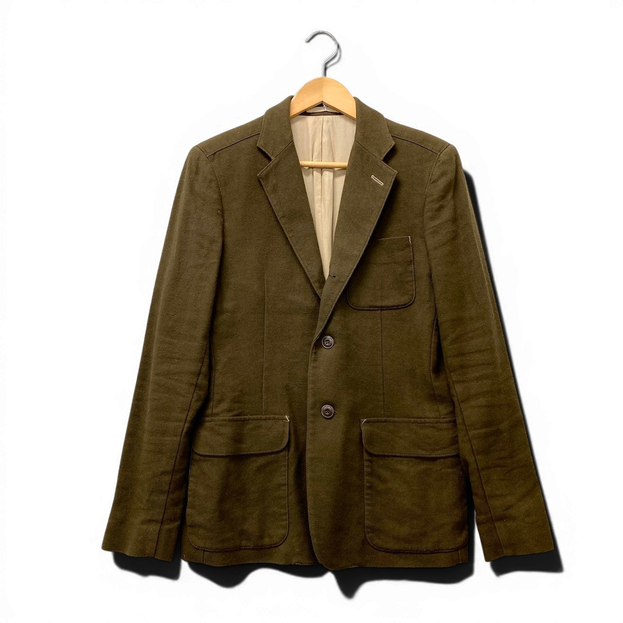71f16 HELMUT LANG ヘルムートラング テーラードジャケット シングル 2B リネンブレンド サイズ36 ブラウン メンズ 紳士服u02t