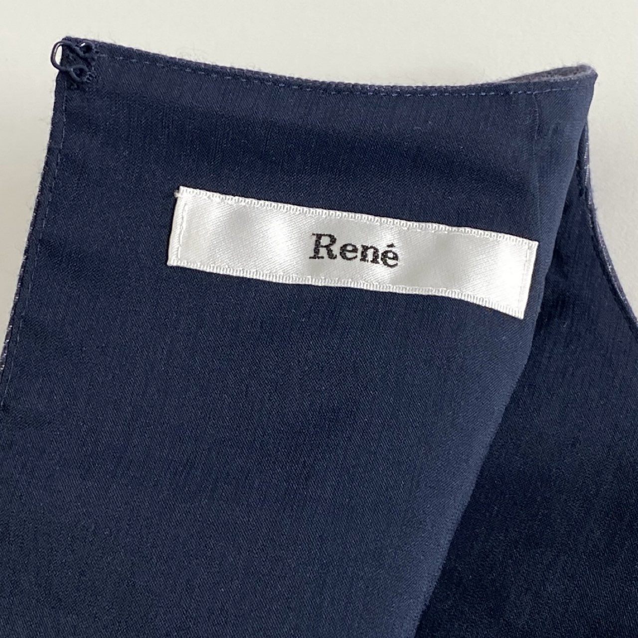 54d14 【美品】 Rene ルネ  ノースリーブワンピース デニムワンピース オーガンジー ボーダー ウエストベルト付き 6626330 サイズ34 インディゴブルー×ホワイト レディース 日本製