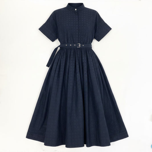 Ee14 Christian Dior クリスチャンディオール マクロカナージュ ドレス ベルテッドミディワンピース サイズ38 ネイビー Macrocannage Dress レディース ワンピk02i