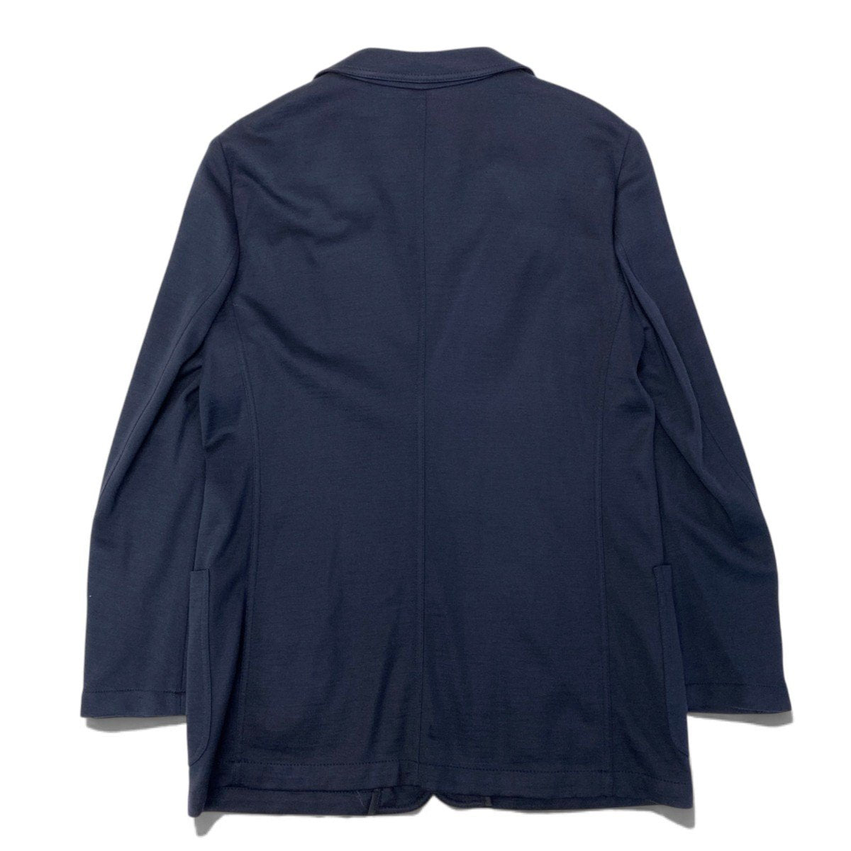 69j8 GIORGIO ARMANI ジョルジオアルマーニ レザータグ 本切羽 ストレッチテーラードジャケット サイズ50 ネイビー ブレザーt18r