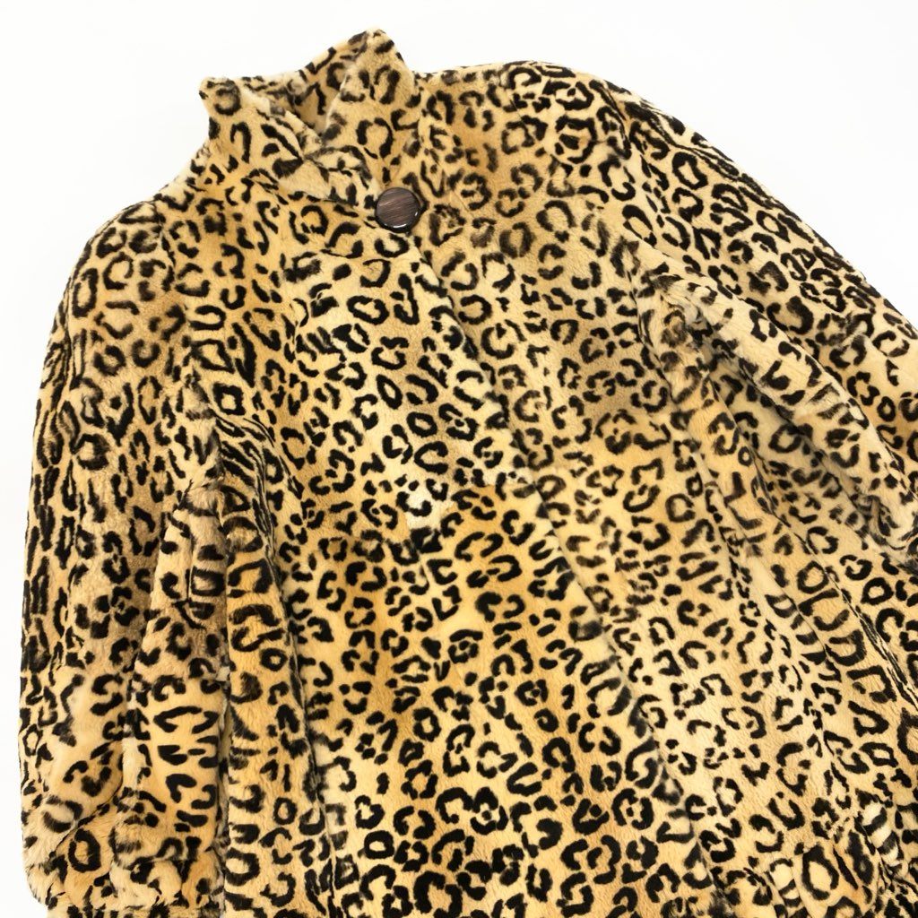16l27 GRES グレ シェアードファー レオパード柄 ロングコート サイズF 本毛皮 LEOPARD FUR COAT ヒョウ柄t18r