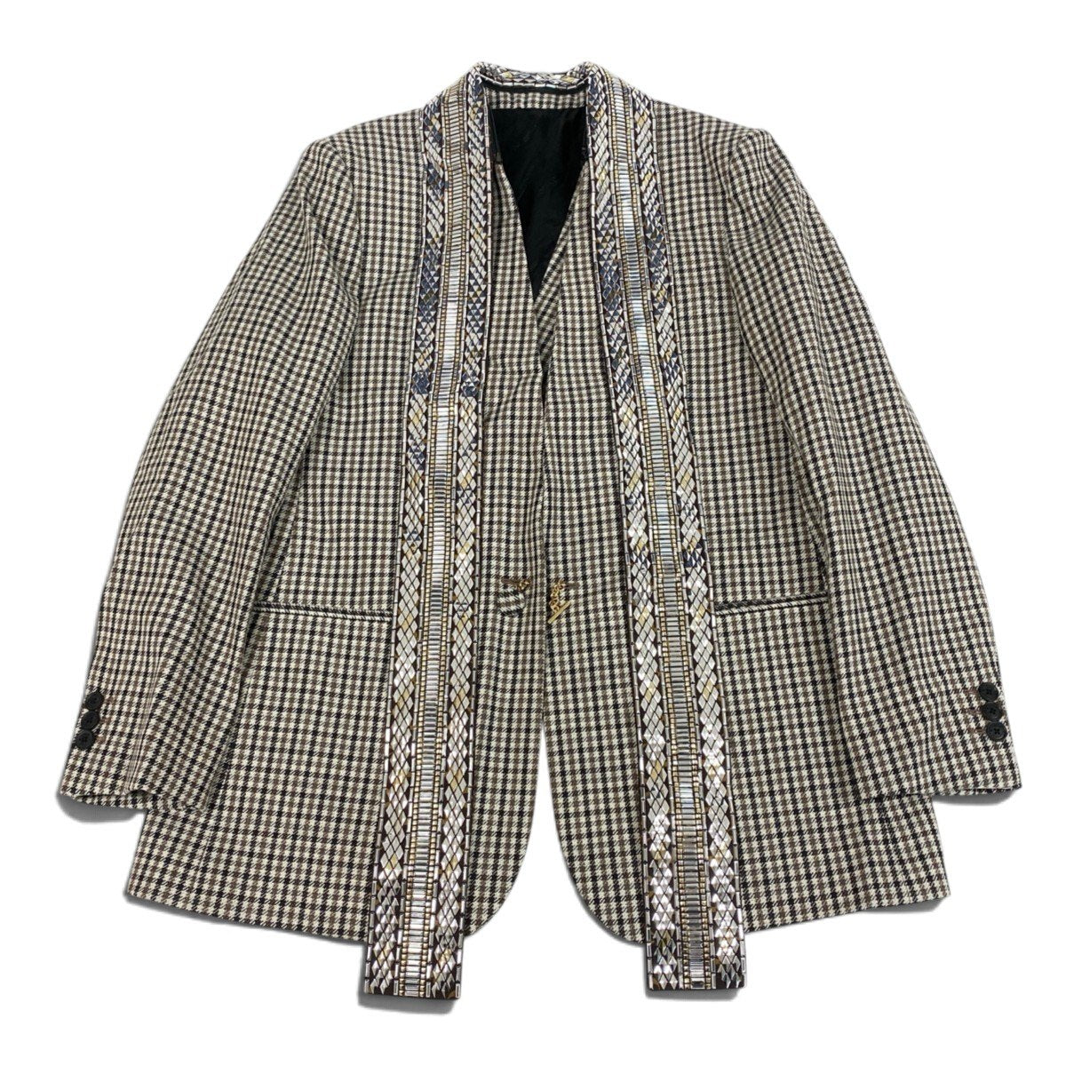 Ij19 【極美品】 LOUIS VUITTON ルイヴィトン 20aw ガンクラブチェック ノーカラージャケット RW202B YXO FJB87 サイズ38 マルチカラー ウール100％ レディースu02t