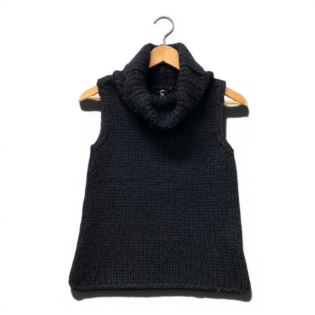 75e18 GUCCI グッチ ノースリーブニットセーター ローゲージ ハイネック イタリア製 XSサイズ ブラック レディース 女性用u02t