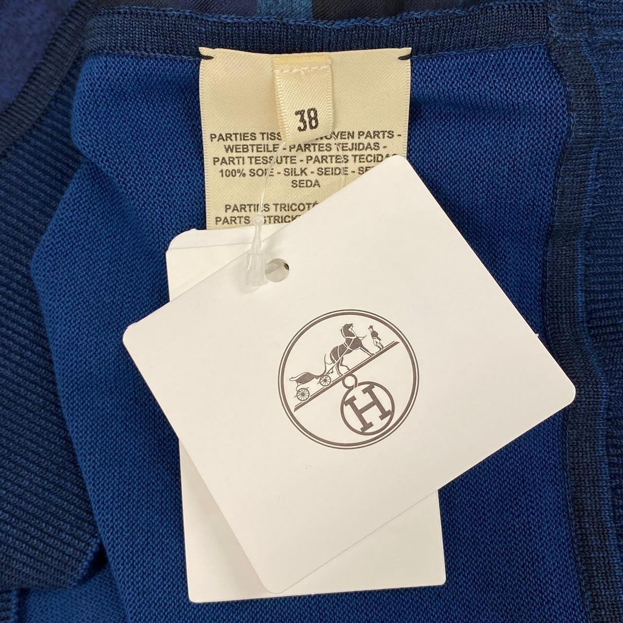 Ec24 《未使用品》定価￥545,600 HERMES エルメス 25AW ツイルレーヌ ロングスリーブニット サイズ38 ネイビー コロリアージュ ドゥ ジュールt18r