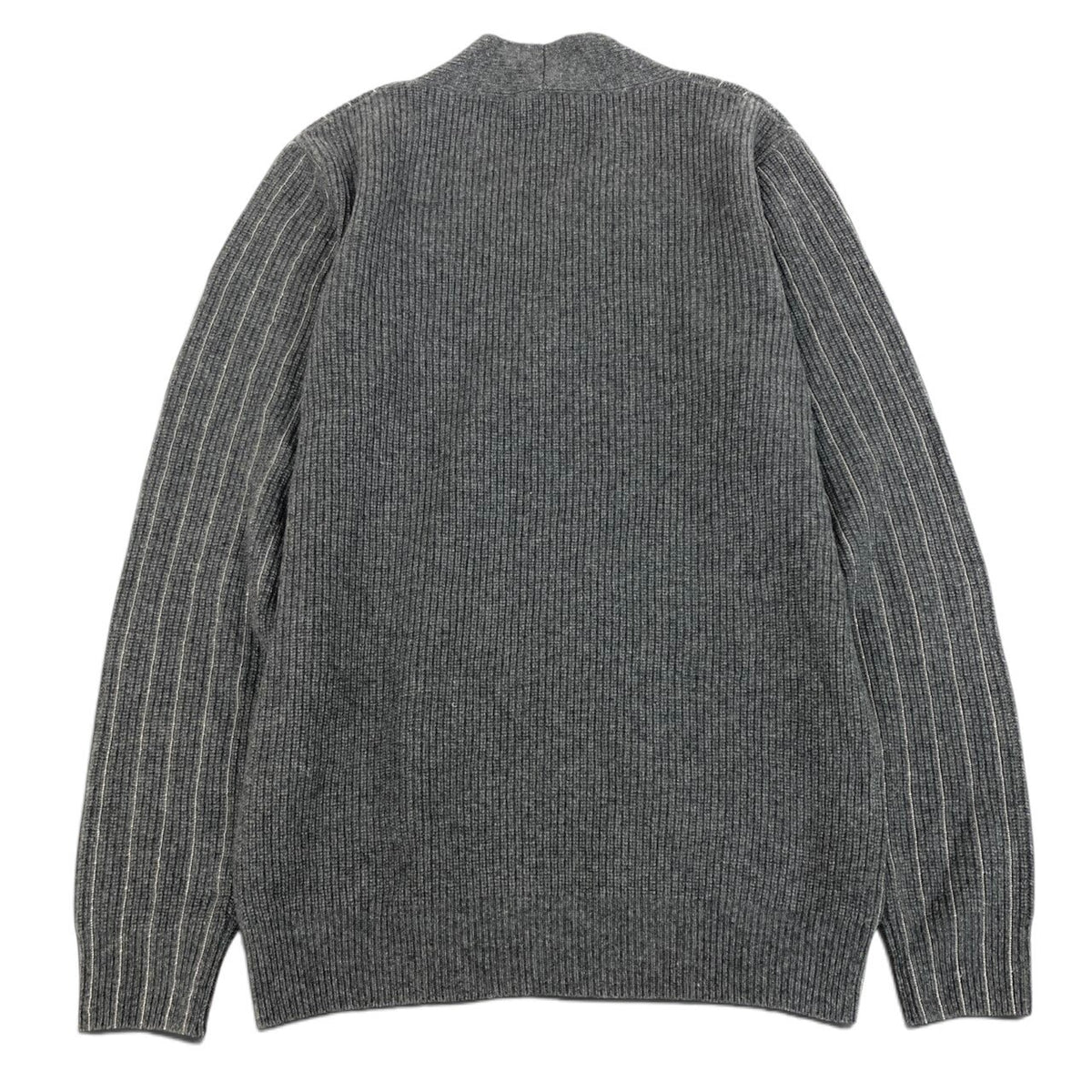59i15 《極美品》 FENDI フェンディ チェーン装飾 Vネック ニット セーター トップス 46 グレー カシミヤ100 メンズu02t