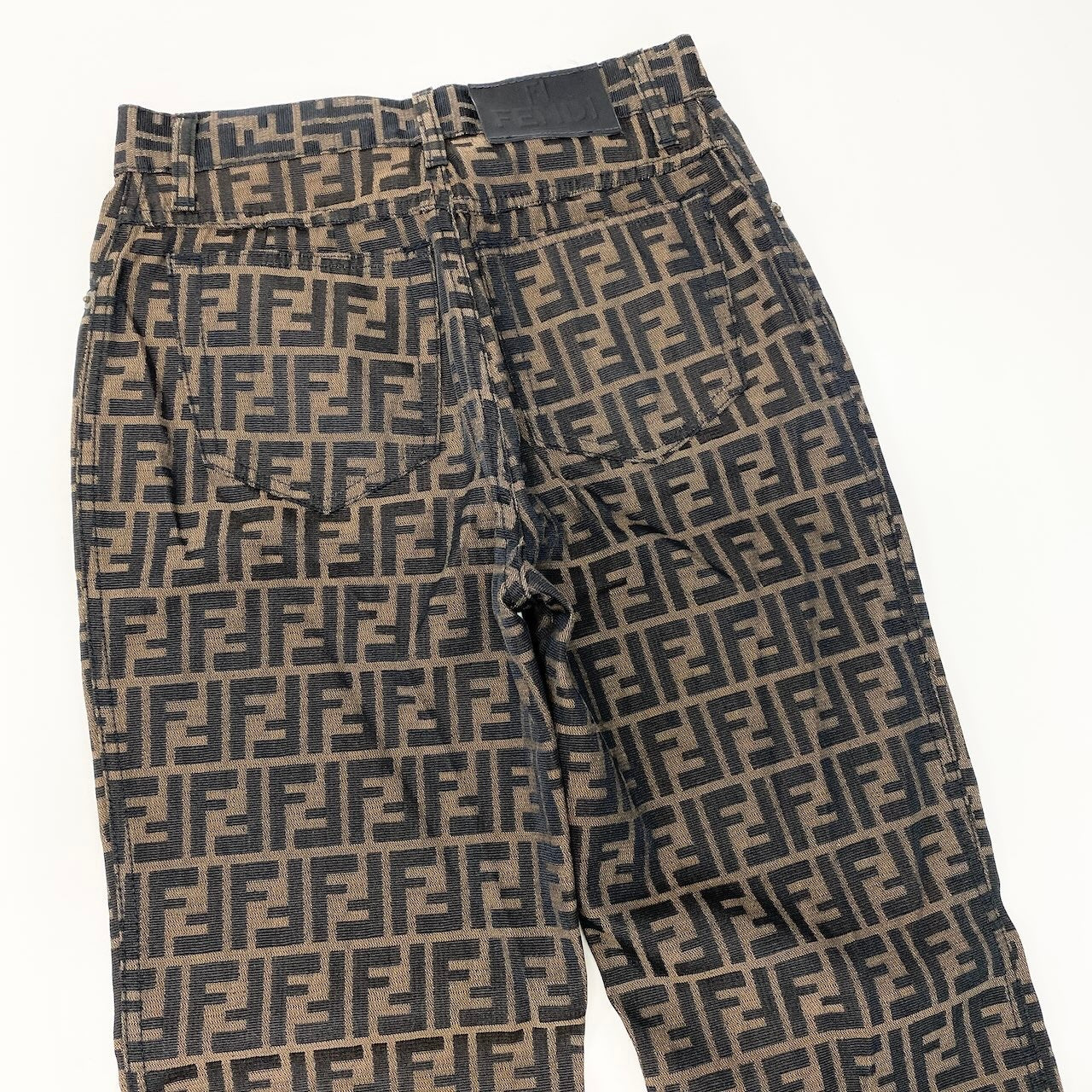 If6 FENDI フェンディ ズッカ柄 ロングパンツ FF柄 28インチ ブラウン レディース 女性用k02i