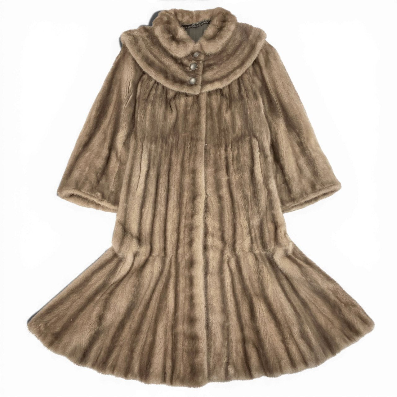 82a27 SAGA MINK サガミンク 銀サガ 衿付き サファイアミンク 丈120cm 裾フリル 超ロングコート サイズ13 シルバーグレー 最高級本毛皮 Mink Fur Long Coatt18r