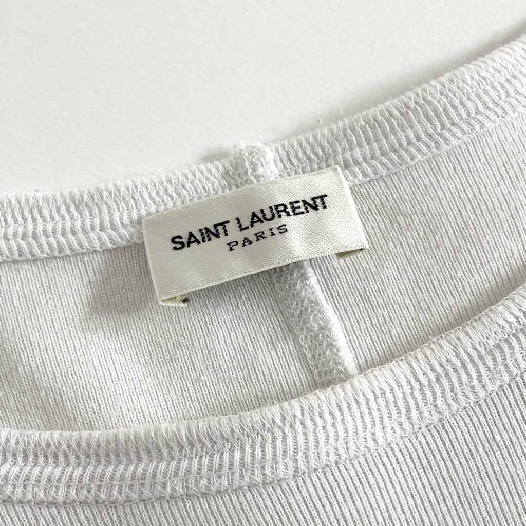 23f8 SAINT LAURENT Paris サンローランパリ 22SS ヴィンテージロゴ Tシャツ 半袖カットソー ロゴTシャツ 667856 サイズL アイスグレー メンズ