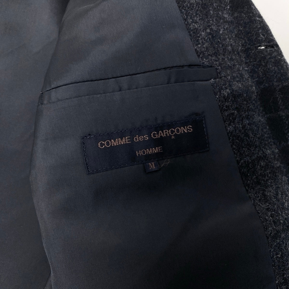 54h22 COMME des GARCONS HOMME コムデギャルソン 4つボタン チェック柄 テーラードジャケット サイズM ブラック D-TK9210t18r