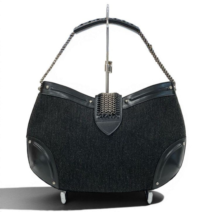 e4 《美品》 Christian Dior クリスチャンディオール ガリアーノ期 チェーンメイル ワンハンドルバッグ John Galliano Chainmail Detail Bag ブラックt18rt18r