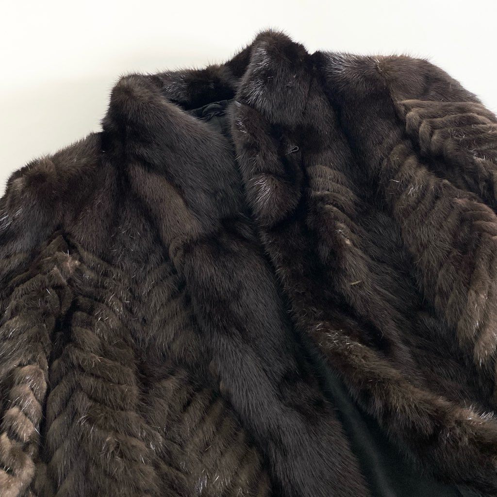 65e4【本毛皮】ダークミンク 毛皮コート ミンクコート サイズ11号 ダークブラウン ミンクファー MINK FUR