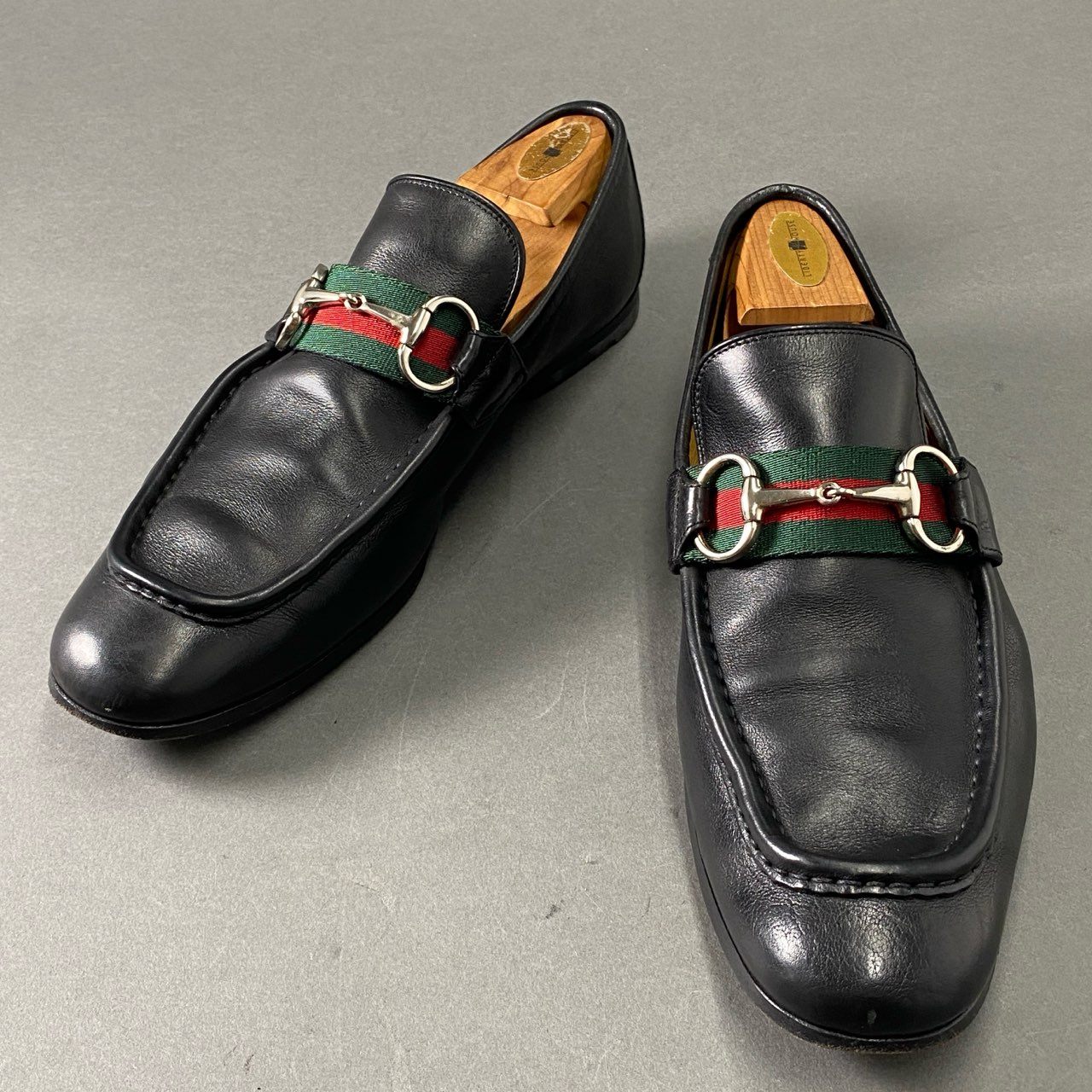 2e19 GUCCI グッチ シェリーライン ホースビット ローファー 42 ブラック レザー 革靴 シューズ ビジネス