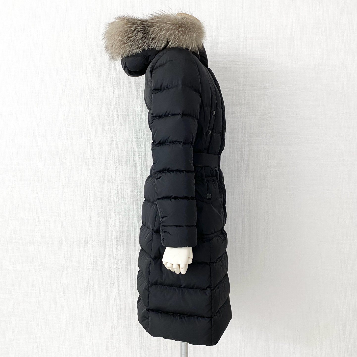 71d16 MONCLER モンクレール ダウンコート ロングコート GENEVRIETTE GIUBBOTTO ジュヌブリエッテ フォックスファー 0 ブラック レディース