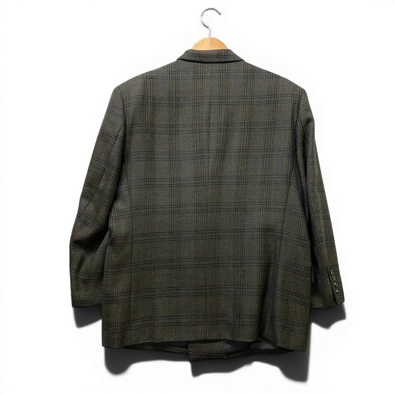 85g5 Christian Dior クリスチャンディオール テーラードジャケット ブレザー チェック柄 裏地CD柄 AB-5 Mサイズ グリーン ウール メンズo07t
