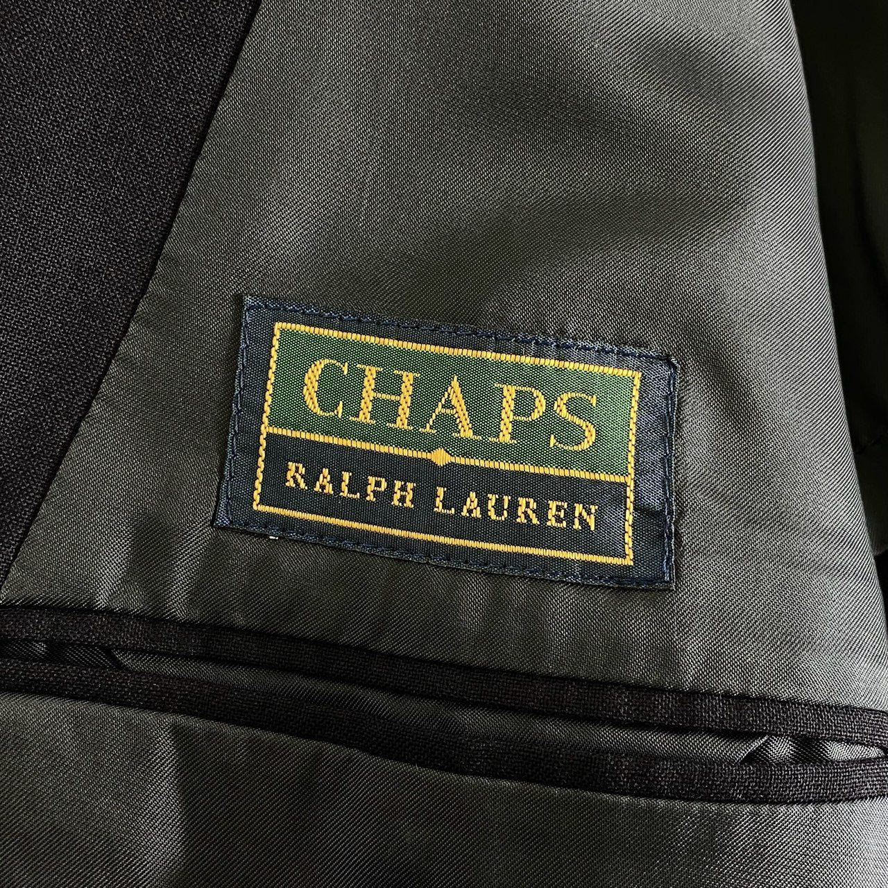 30d14 CHAPS RALPH LAUREN チャップス ラルフローレン 日本製 金ボタン ダブルテーラードジャケット ブレザー 紺ブレ A5 Mサイズ相当 ネイビー ウール