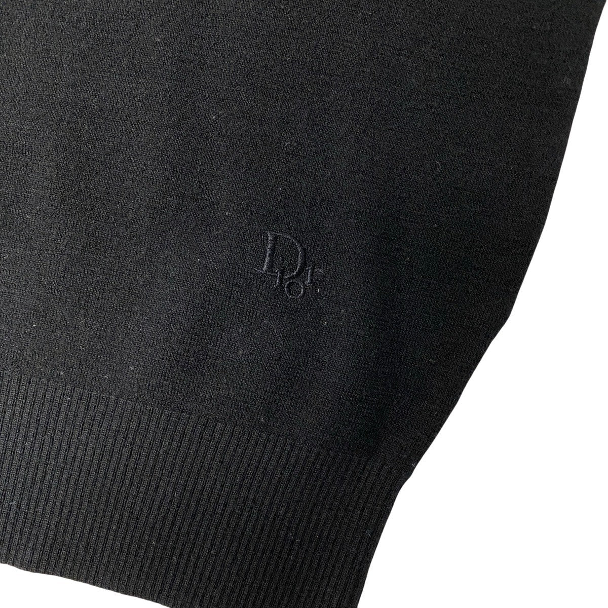 84g15 Christian Dior クリスチャンディオール ロゴ刺繍 ニット セーター トップス M ブラック ウール レディースu02t