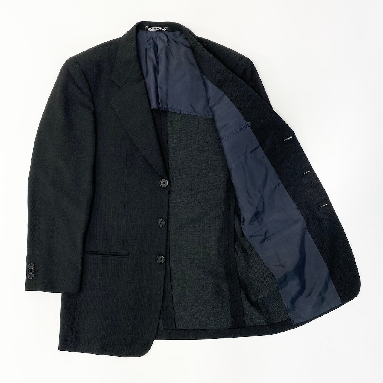 43c30 GIORGIO ARMANI LE COLLEZIONI ジョルジオアルマーニ セットアップスーツ シングル 3B 背抜き メンズ 紳士服 ビジネス 44REG ブラックo07t