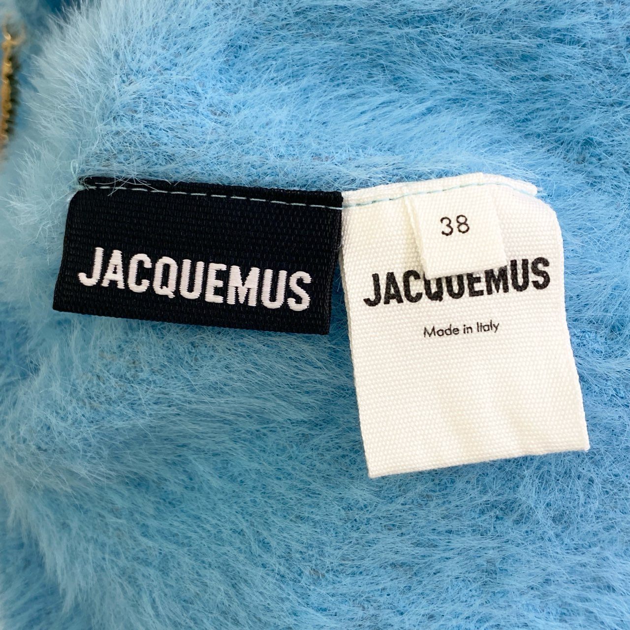 63j18 JACQUEMUS ジャックムス イタリア製 半袖 ニットカーディガン ボレロ ロゴ金具 38 ライトブルー