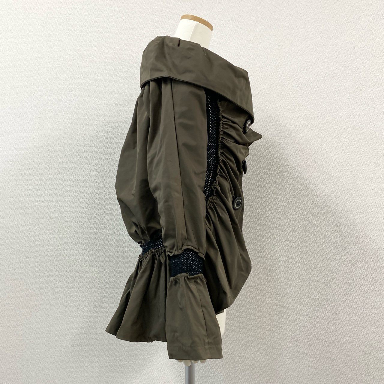 Ad9 ISSEY MIYAKE イッセイミヤケ 変形ジャケット ロングジャケット IM73FD526 2 カーキ レディースu02t