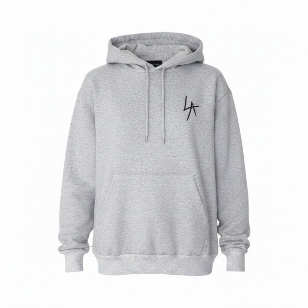 44f18 LOCAL AUTHORITY ローカル オーソリティ LA SLASH HOODED FLEECE ダメージ加工 パーカー フーディ タグ付き L グレー コットン100％ メンズ 男性用t18r