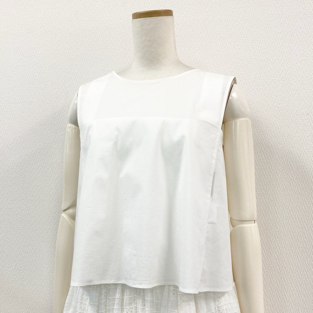 74l25 6 FOXEY フォクシー 40443 ドレスワンピース ノースリーブワンピース 総レース刺繍スカート サイズ40 ホワイト レディース 日本製