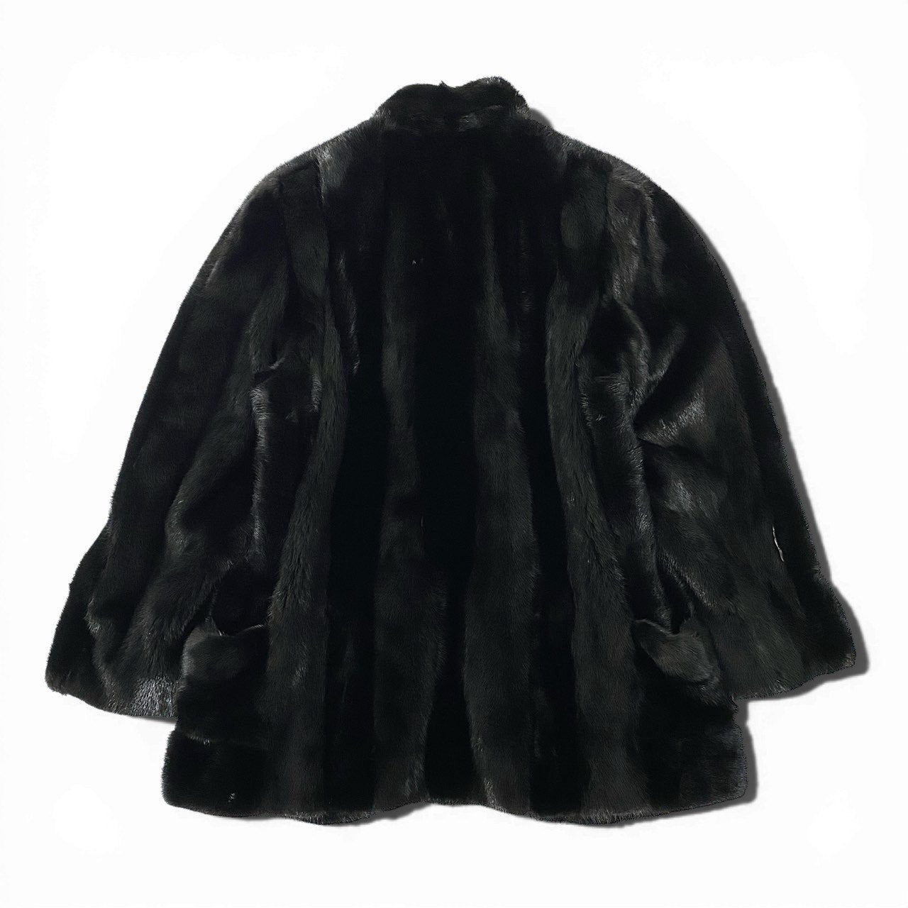 44a15 希少デザイン ダークミンク ロングコート サイズ9～11 ブラック 本毛皮 Dark Mink Fur Coatt18r