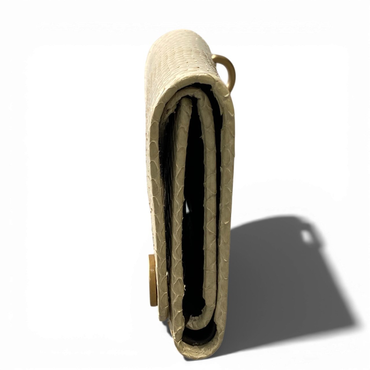 a5 DOLCE&GABBANA ドルチェアンドガッパーナ 三つ折り財布 ウォレット DGロゴ チェーン付き ベージュ ゴールド レザー レディースk02i