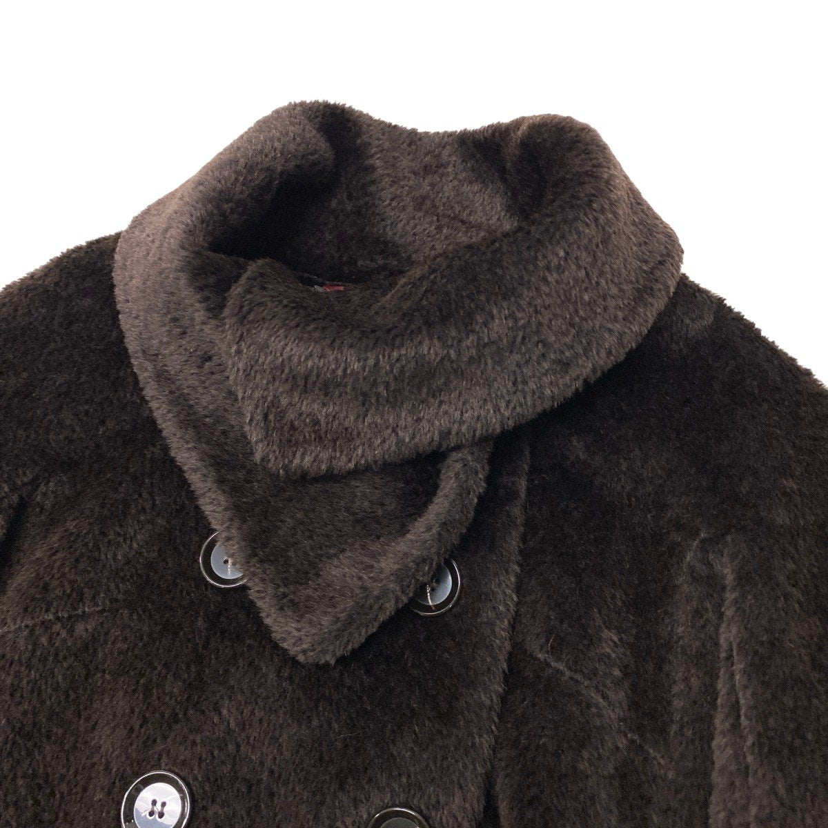 7g15【美品】 MaxMara マックスマーラ スタンドカラーコート ボリュームネック ダブルブレスト アルパカ混 サイズ40 ブラウン レディース 女性用u02t