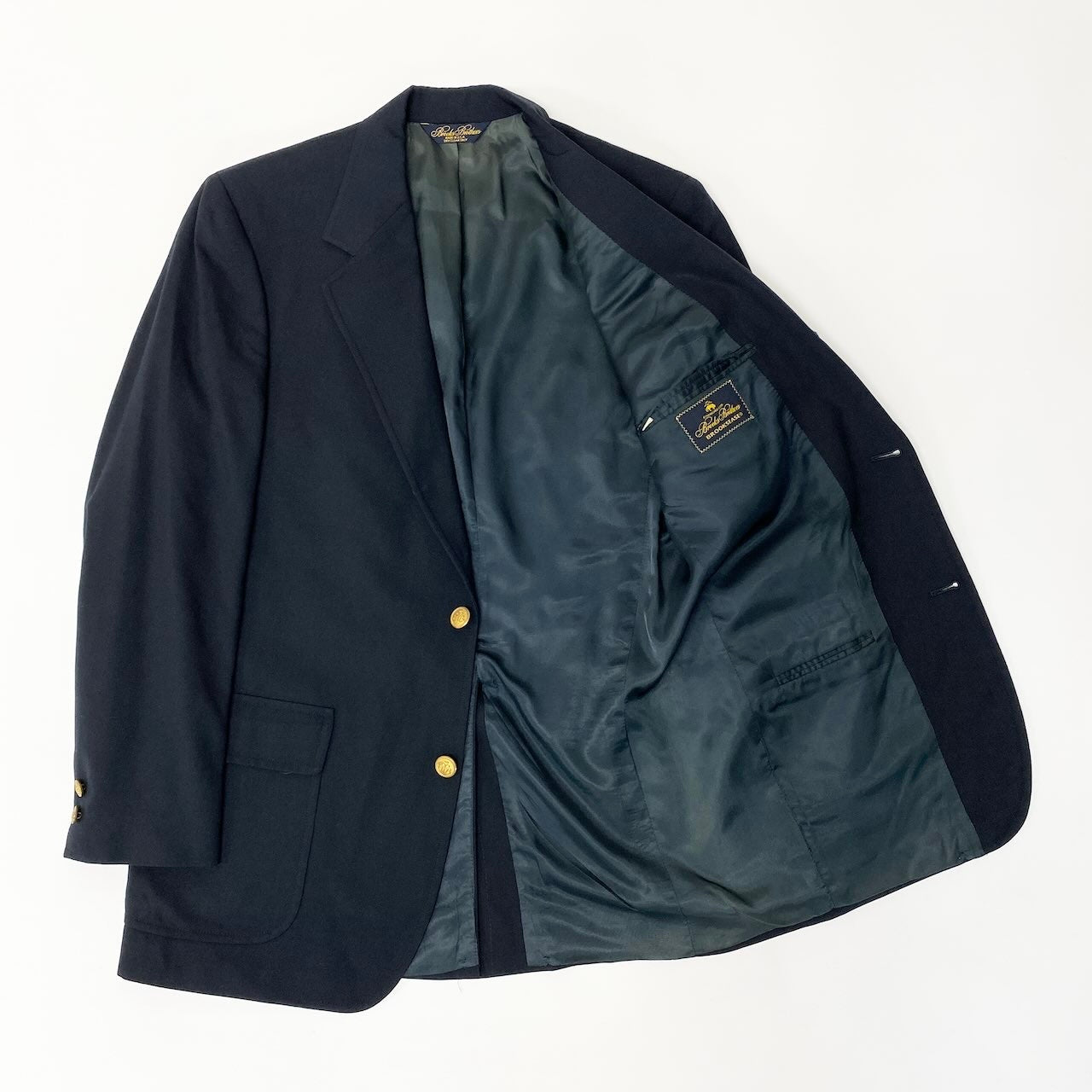82c27 Brooks Brothers ブルックスブラザーズ テーラードジャケット 金ボタン 紺ブレ USA製 ウールジャケット メンズ 男性用 ブラック ウール100％u02t
